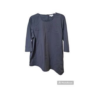 J Jill Black Black 3/4 Sleeve Asymmetrical Hem Tunic Top Blouse Petite Large